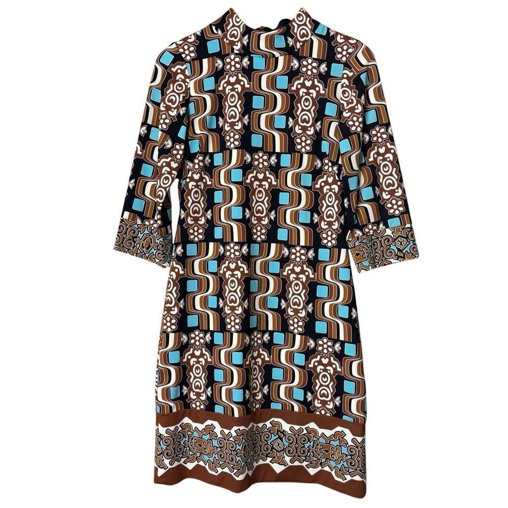 J.McLaughlin Zelda Dress retro geometric shift dress Catalina cloth size XS